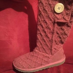 Pink crocheted uggs